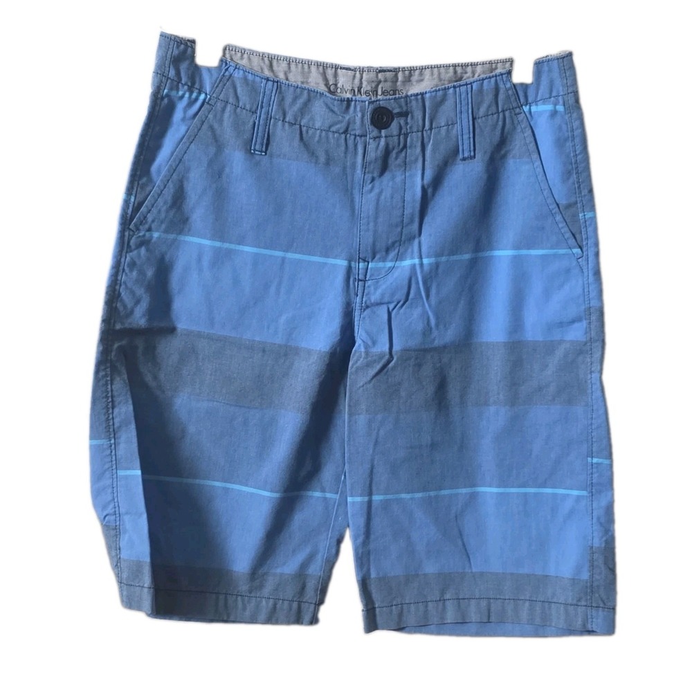 Boys' Calvin Klein Bermuda Blue striped shorts. Size 16